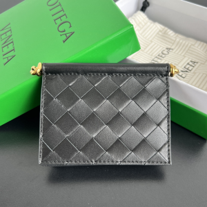 Bottega Veneta Solstice Business Card Case Wallet Black Woven Intrecciato Calf Leather Bottega Veneta Solstice Business Card Case Wallet Black Woven Intrecciato Calf Leather
