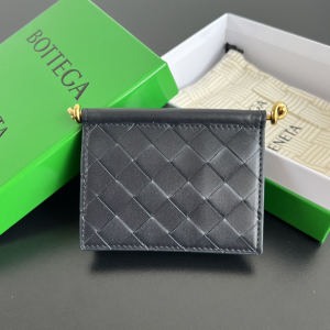 Bottega Veneta Solstice Business Card Case Wallet Navy Blue Woven Intrecciato Calf Leather Bottega Veneta Solstice Business Card Case Wallet Navy Blue Woven Intrecciato Calf Leather
