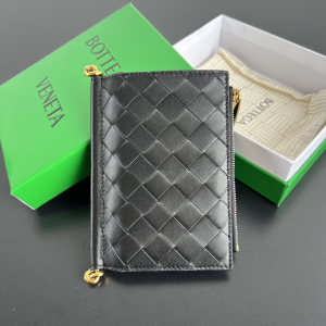 Bottega Veneta Solstice Medium Bi Fold Wallet Black Woven Intrecciato Calf Leather Bottega Veneta Solstice Medium Bi Fold Wallet Black Woven Intrecciato Calf Leather