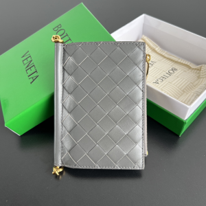 Bottega Veneta Solstice Medium Bi Fold Wallet Gray Woven Intrecciato Calf Leather Bottega Veneta Solstice Medium Bi Fold Wallet Gray Woven Intrecciato Calf Leather