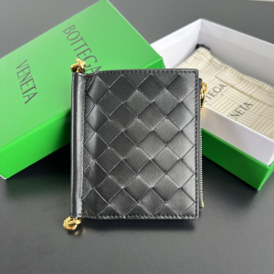 Bottega Veneta Solstice Small Bi Fold Wallet Black Woven Intrecciato Calf Leather Bottega Veneta Solstice Small Bi Fold Wallet Black Woven Intrecciato Calf Leather
