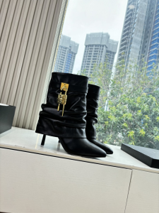 Givenchy Shark Lock Stiletto Slouchy Ankle Boots Black Nappa Leather 110MM Givenchy Shark Lock Stiletto Slouchy Ankle Boots Black Nappa Leather 110MM