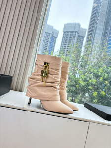 Givenchy Shark Lock Stiletto Slouchy Ankle Boots Light Pink Nappa Leather 110MM Givenchy Shark Lock Stiletto Slouchy Ankle Boots Light Pink Nappa Leather 110MM