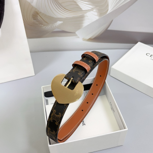 Celine Triomphe Canvas Pin Buckle Small Leather Belt Brown Celine Triomphe Canvas Pin Buckle Small Leather Belt Brown