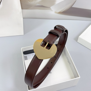 Celine Triomphe Pin Brown Buckle Small Leather Belt White Celine Triomphe Pin Brown Buckle Small Leather Belt White