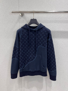 Louis Vuitton Graphic Jacquard Hoodie Blue Monogram Wool Louis Vuitton Graphic Jacquard Hoodie Blue Monogram Wool