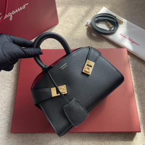 Ferragamo Hug Small Leather Top Handle Shoulder Bag Black Ferragamo Hug Small Leather Top Handle Shoulder Bag Black