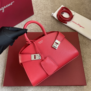 Ferragamo Hug Small Leather Top Handle Shoulder Bag Red Ferragamo Hug Small Leather Top Handle Shoulder Bag Red
