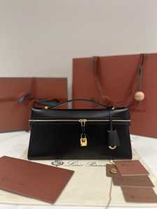 Loro Piana Extra L29 Leather Top Handle Clutch Bag Black Loro Piana Extra L29 Leather Top Handle Clutch Bag Black