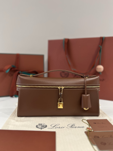 Loro Piana Extra L29 Leather Top Handle Clutch Bag Brown Loro Piana Extra L29 Leather Top Handle Clutch Bag Brown