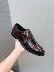 Hermes Keneth Derby Shoes with Double Albion Buckle Brown Shiny Calfskin Leather Hermes Keneth Derby Shoes with Double Albion Buckle Brown Shiny Calfskin Leather
