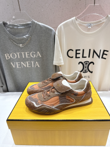 Fendi Wave Pulse Low Tops Sneaker Orange Fabric and Brown Cavallino Calfskin Fendi Wave Pulse Low Tops Sneaker Orange Fabric and Brown Cavallino Calfskin