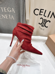 Gianvito Rossi Red Suede Leather High Heeled Ankle Boots 95MM Gianvito Rossi Red Suede Leather High Heeled Ankle Boots 95MM