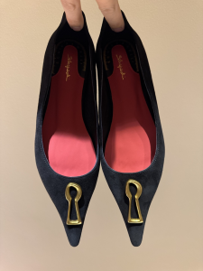 Schiaparelli Keyhole Black Suede Leather Ballet Flats Schiaparelli Keyhole Black Suede Leather Ballet Flats