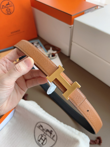 Hermes Classic H Buckle Brown Calfskin Leather Belt Hermes Classic H Buckle Brown Calfskin Leather Belt