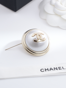 Chanel CC Logo Round Brooch
