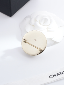 Chanel CC Logo Round Brooch