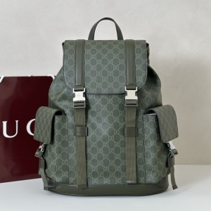 Gucci Dark Green GG Supreme Canvas Backpack Bag Gucci Dark Green GG Supreme Canvas Backpack Bag