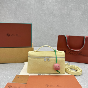 Loro Piana Extra Pocket L19 Leather Top Handle Crossbody Bag Yellow Loro Piana Extra Pocket L19 Leather Top Handle Crossbody Bag Yellow