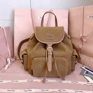 Miu Miu Corduroy Multi Pocket Cinnamon Cotton Backpack Bag Miu Miu Corduroy Multi Pocket Cinnamon Cotton Backpack Bag