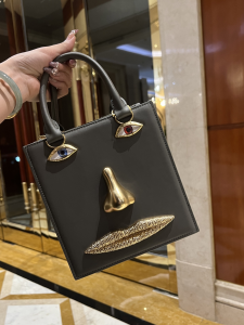 Schiaparelli Anatomical Jewelery Black Leather Face Tote Shoulder Bag Schiaparelli Anatomical Jewelery Black Leather Face Tote Shoulder Bag