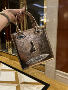 Schiaparelli Anatomical Jewelery Bronze Metallic Leather Face Tote Shoulder Bag Schiaparelli Anatomical Jewelery Bronze Metallic Leather Face Tote Shoulder Bag