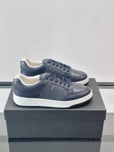 Saint Laurent SL61 Logo Print Leather Sneakers Navy Blue Saint Laurent SL61 Logo Print Leather Sneakers Navy Blue