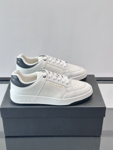 Saint Laurent SL61 Logo Print Leather Sneakers White Saint Laurent SL61 Logo Print Leather Sneakers White