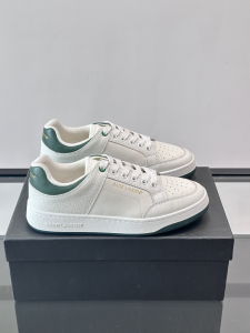 Saint Laurent SL61 Logo Print Leather Sneakers White Saint Laurent SL61 Logo Print Leather Sneakers White