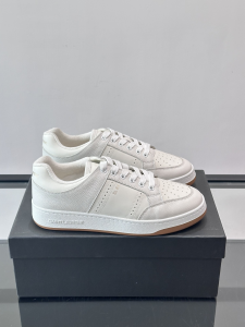 Saint Laurent SL61 Logo Print Leather Sneakers White Saint Laurent SL61 Logo Print Leather Sneakers White