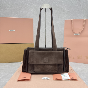 Miu Miu Dark Brown Suede Leather Tote Messenger Bag Miu Miu Dark Brown Suede Leather Tote Messenger Bag