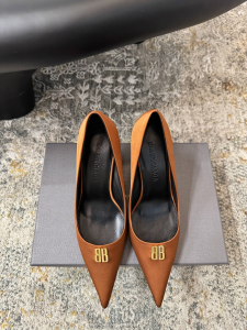 Balenciaga Avenue BB Knife Brown Satin Pumps 75MM Balenciaga Avenue BB Knife Brown Satin Pumps 75MM