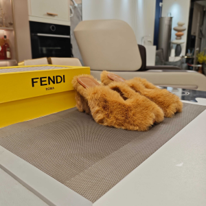 Fendi Arco Brown Shearling Wedge Heel Sandals 85MM Fendi Arco Brown Shearling Wedge Heel Sandals 85MM