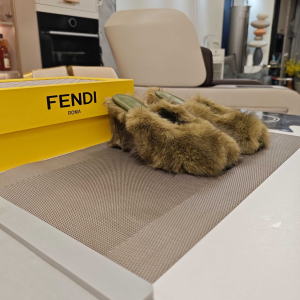 Fendi Arco Green Shearling Wedge Heel Sandals 85MM Fendi Arco Green Shearling Wedge Heel Sandals 85MM