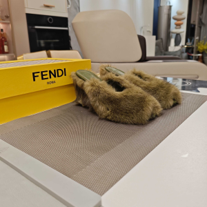 Fendi Arco Green Shearling Wedge Heel Sandals 85MM Fendi Arco Green Shearling Wedge Heel Sandals 85MM