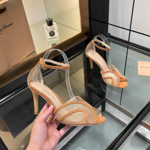 Gianvito Rossi Isabel Beige Suede Leather and Mesh High Heeled Sandals 85MM Gianvito Rossi Isabel Beige Suede Leather and Mesh High Heeled Sandals 85MM