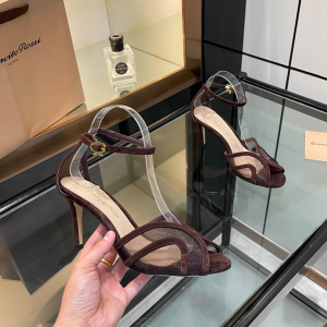 Gianvito Rossi Isabel Burgundy Suede Leather and Mesh High Heeled Sandals 85MM Gianvito Rossi Isabel Burgundy Suede Leather and Mesh High Heeled Sandals 85MM