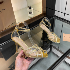 Gianvito Rossi Isabel Crystals Embellished Gold Leather High Heeled Sandals 85MM Gianvito Rossi Isabel Crystals Embellished Gold Leather High Heeled Sandals 85MM