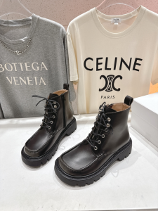 Loewe Sierra Combat Lace Up Ankle Boot Black Calfskin Leather Loewe Sierra Combat Lace Up Ankle Boot Black Calfskin Leather