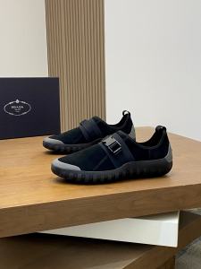 Prada Neoprene Frog Black Suede Leather Sneakers Prada Neoprene Frog Black Suede Leather Sneakers