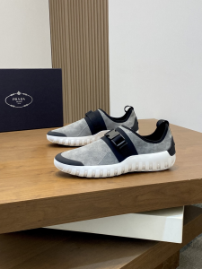 Prada Neoprene Frog Gray Suede Leather Sneakers Prada Neoprene Frog Gray Suede Leather Sneakers