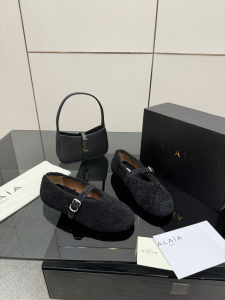 Alaia Mary Jane Black Shearling Ballet Flats Alaia Mary Jane Black Shearling Ballet Flats