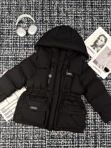 Chanel Black Puffer Hooded Coat