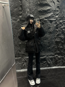 Chanel Black Puffer Hooded Coat