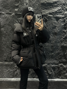 Chanel Black Puffer Hooded Coat