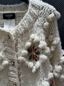 Chanel White Knit Cardigan