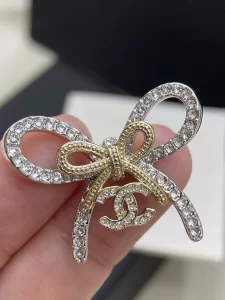 Chanel Crystal CC Bow Drop Earrings