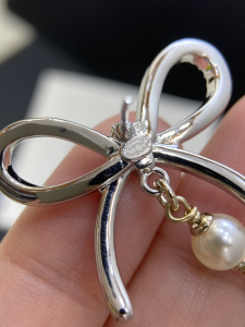 Chanel Crystal CC Bow Drop Earrings