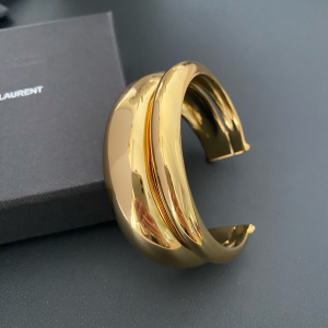 Saint Laurent Gold Metal Stacked Cuff Bangle Bracelets Saint Laurent Gold Metal Stacked Cuff Bangle Bracelets