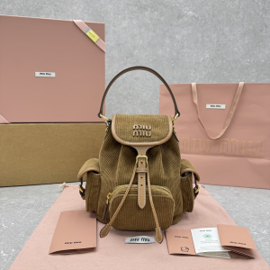 Miu Miu Small Backpack Bag Beige Velvet and Leather Miu Miu Small Backpack Bag Beige Velvet and Leather